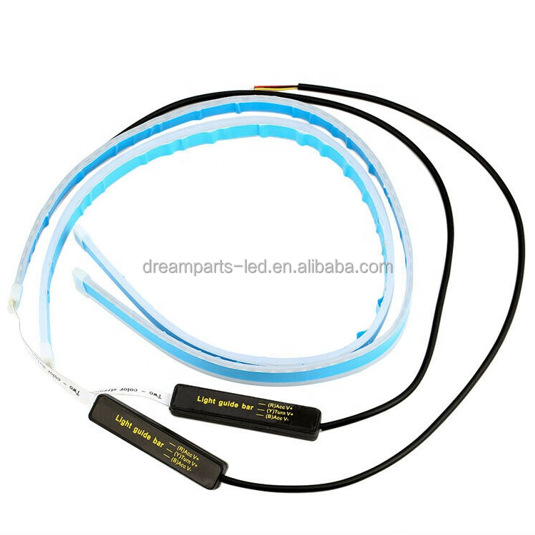 Aes Gs Yellow And White Drl Led Daytime Running Light 60cm 50cm Signal Turning Light Car Headlight Decoration Light