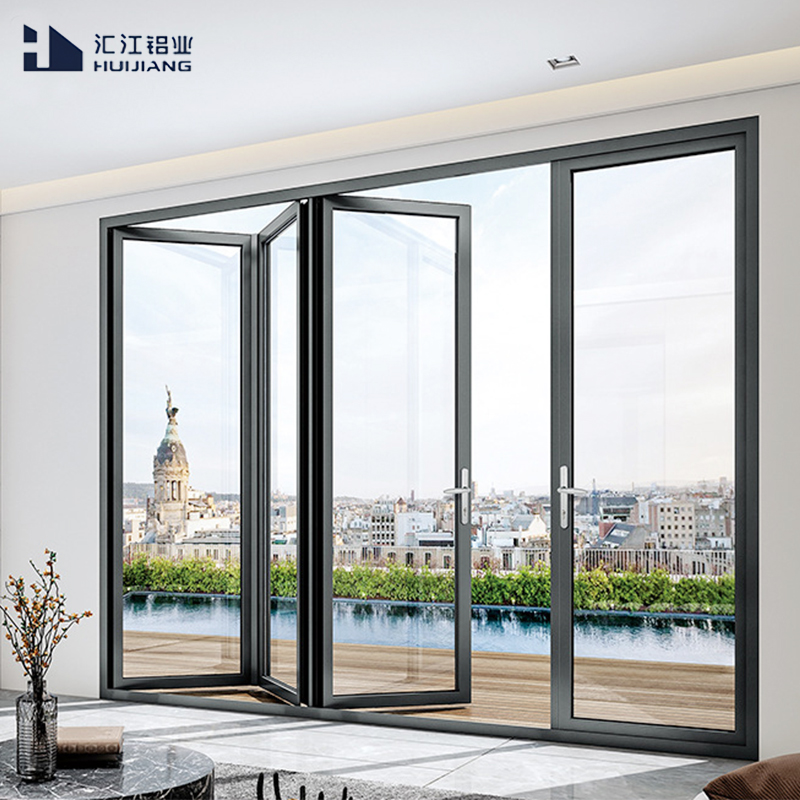 HJ Factory Made Aluminium Bifold Accordion Door Asian Style Windows And Doors Exterior Entry Door