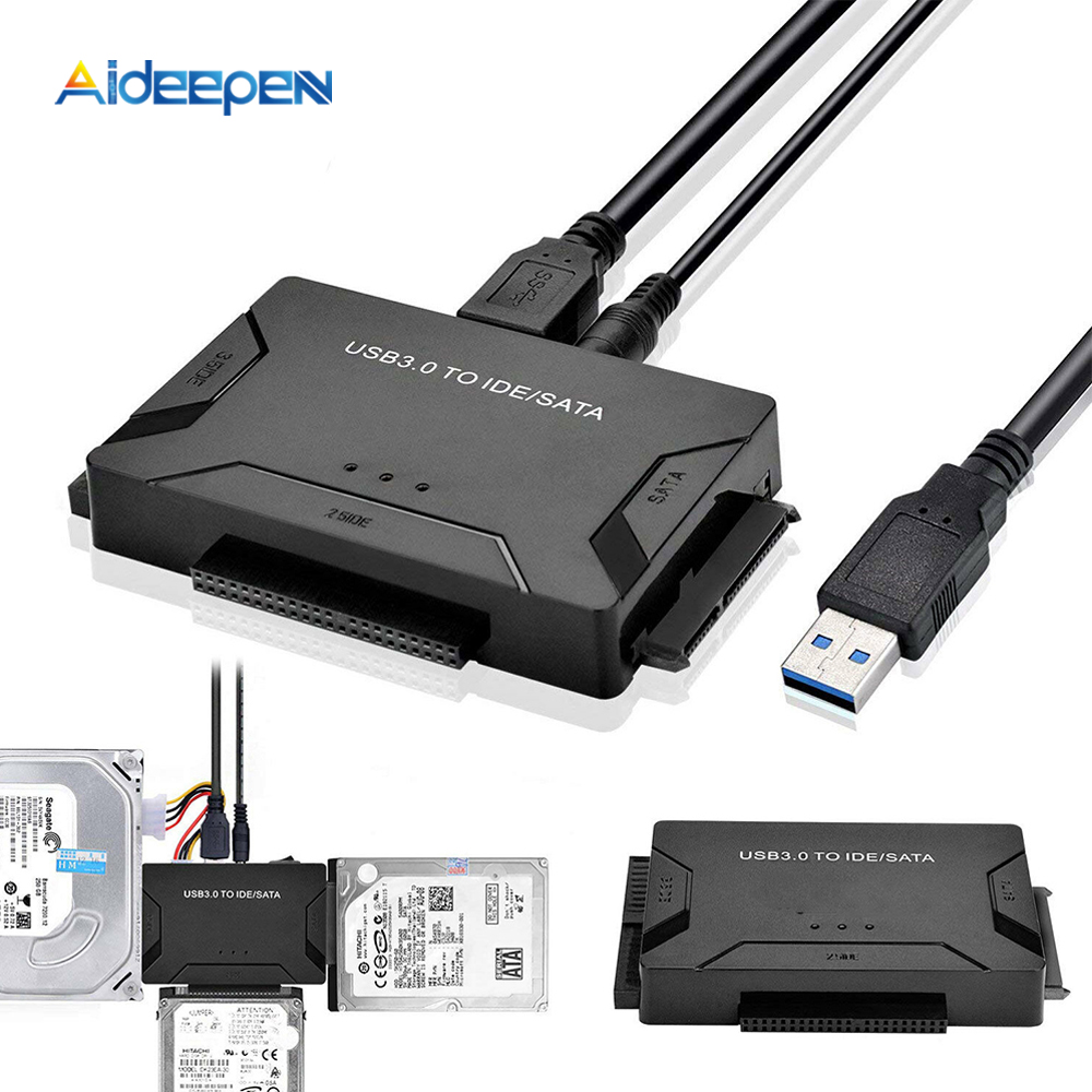Переходник с USB 3,0 на IDE/SATA, адаптер жесткого диска с выключателем питания для SATA HDD/SSD/IDE дисков 2,5/3,5 дюйма, оптический диск