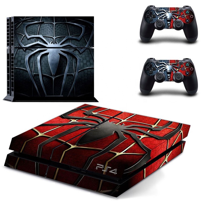 Виниловая кожа Человека-паук для Sony Playstation 4, наклейка на крышку консоли, геймпад с 2 контроллерами, наклейка на камину