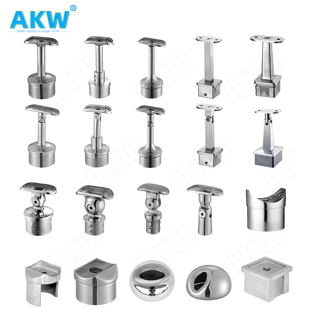 AKW Premium 304 316 Stainless Steel Railing Accessories Accessory Handrail brackets Fittings System glass clamps