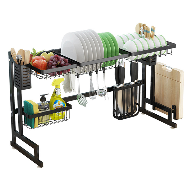 Multifunctional Manufacturer supply retractable storage shelf retractable display kitchen over sink dish drying rack drain rack
