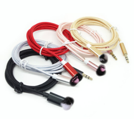Custom Audio Cable 3.5mm Braided Car Aux Audio Cable Male To Male Jack For Car for iphone aux adapter cable