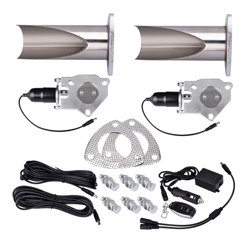 Dual 2.5 Inch Be-cut Pipe Exhaust Cutout Valve Kit With Remote Control
