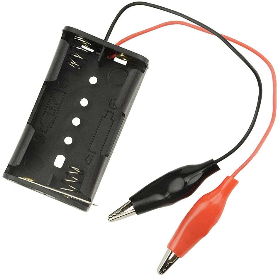 2 x AA Battery Holder Box with Alligator Clips without Cover12V 23A Battery Holder Spring Clamp Box