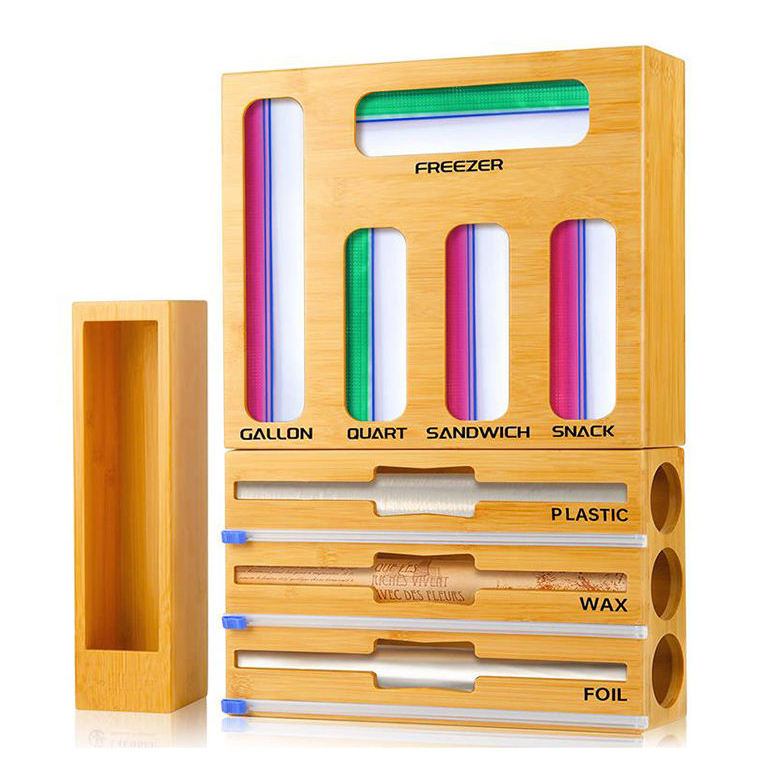 kitchen accesorios food wrap dispenser baggie spaceaid bamboo ziplock bag storage mini zip lock bag organizer for kitchen drawer