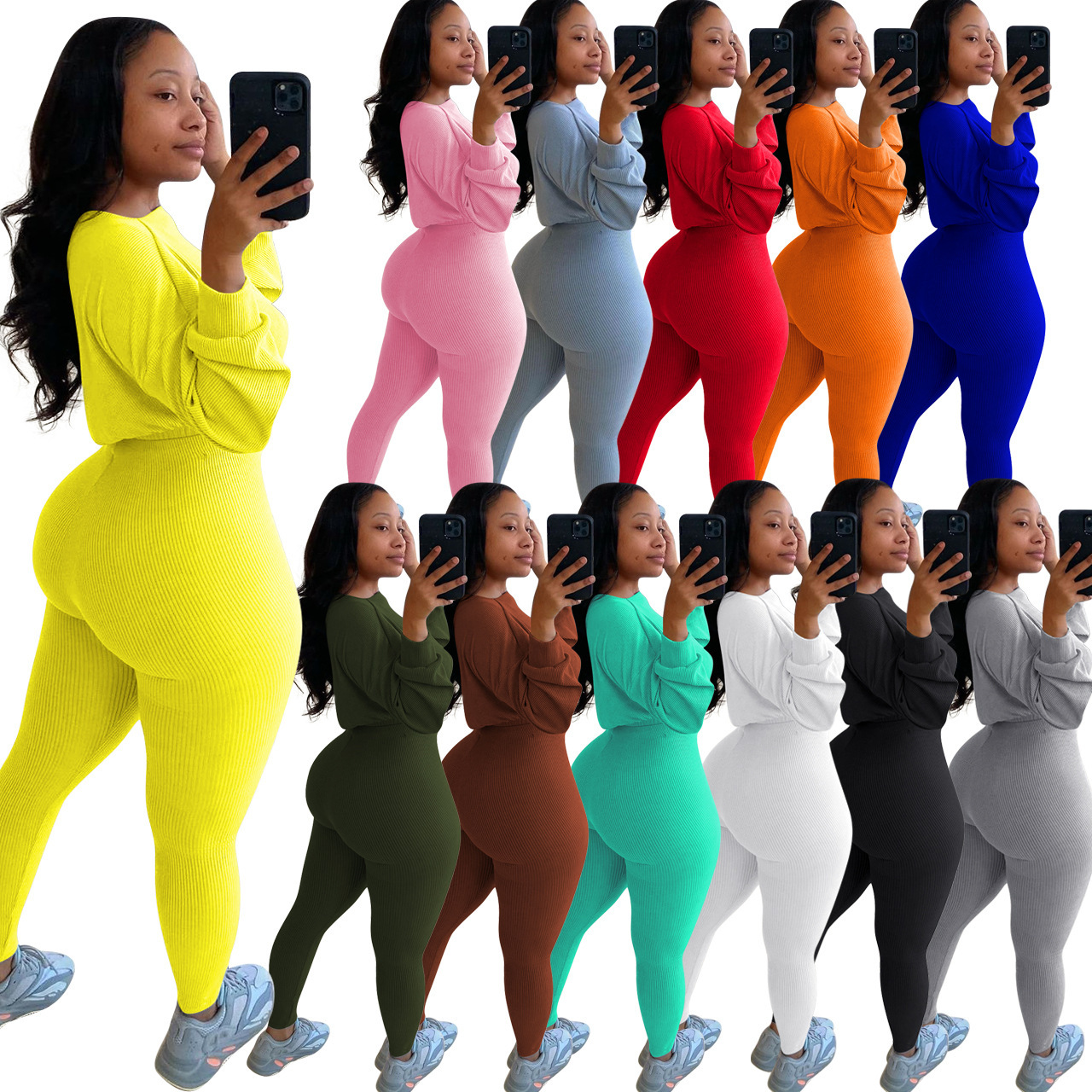 Fall 2021 Women Clothes Casual Fashion Plush Long Cardigan Fall Winter Women Two Piece Winter Clothes For Women