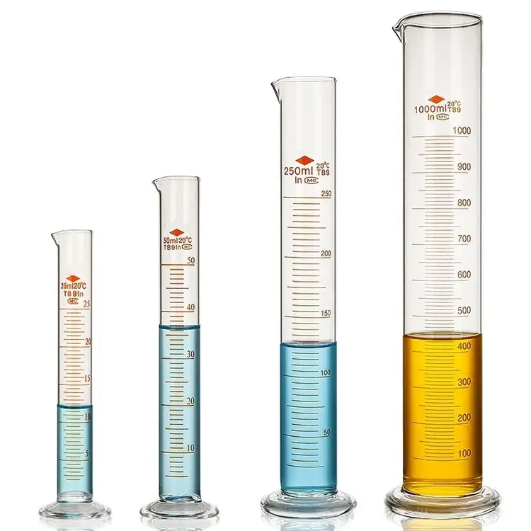 Glass Measuring Cylinder with Spout Boro 3.3 Glass 5ml - 2000ml