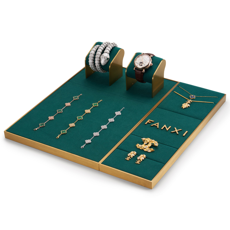 Multi Functions Modern Design Green Luxury Jewelry Display Trays Jewellery Stand Set