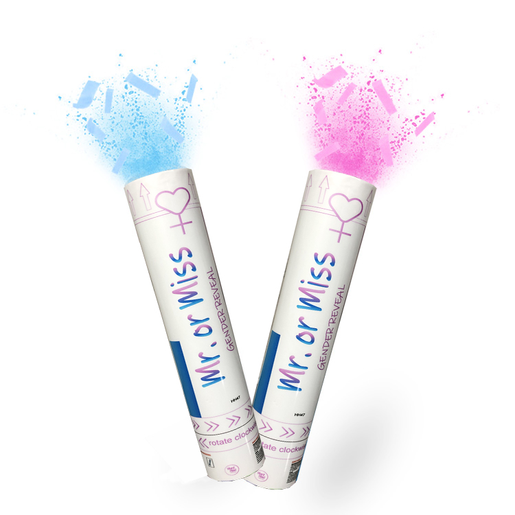 Gender Reveal Confetti Cannon Biodegradable with Shiny Paper for Baby Shower Party Supplies