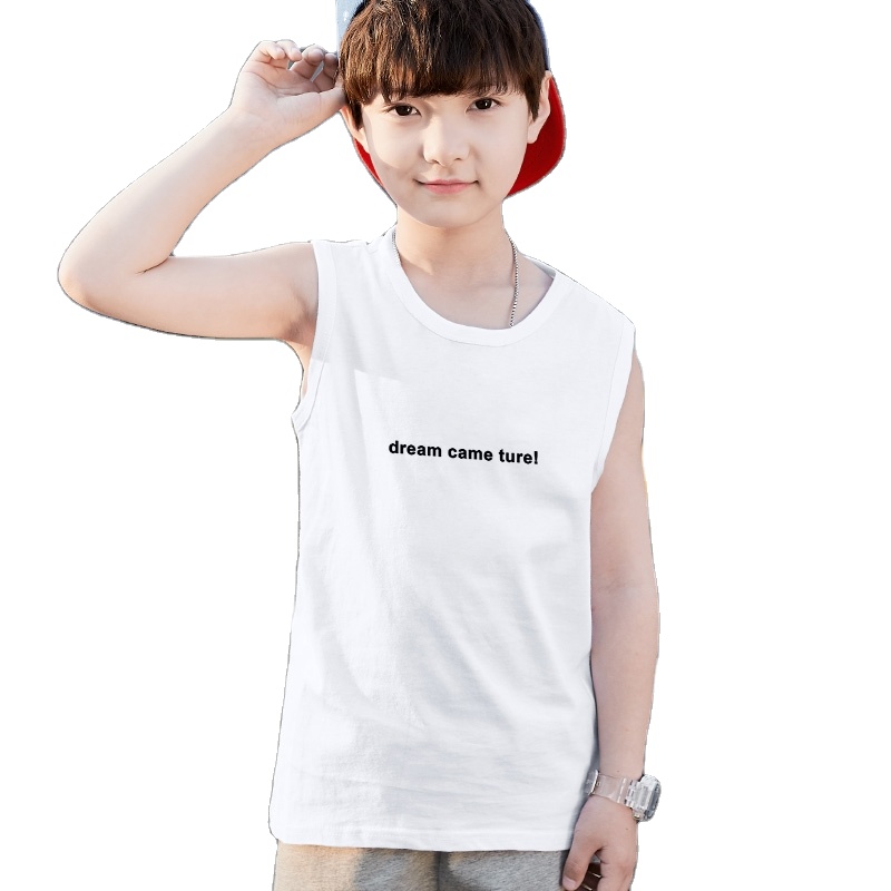 Boys tank top sleeveless t-shirt cotton custom summer thin section vest