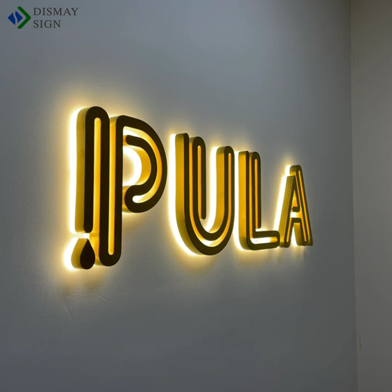Custom Stainless Steel Crystal Backlit Letters for Outdoor Mini Metal Door Signs Titanium Finish Custom Advertising Light Boxes