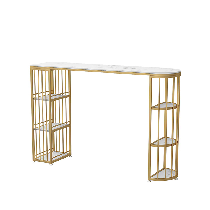 Hot Sale Rectangle Metal Home Bar Table 3 Tier Shelf White Marble Bar Tables