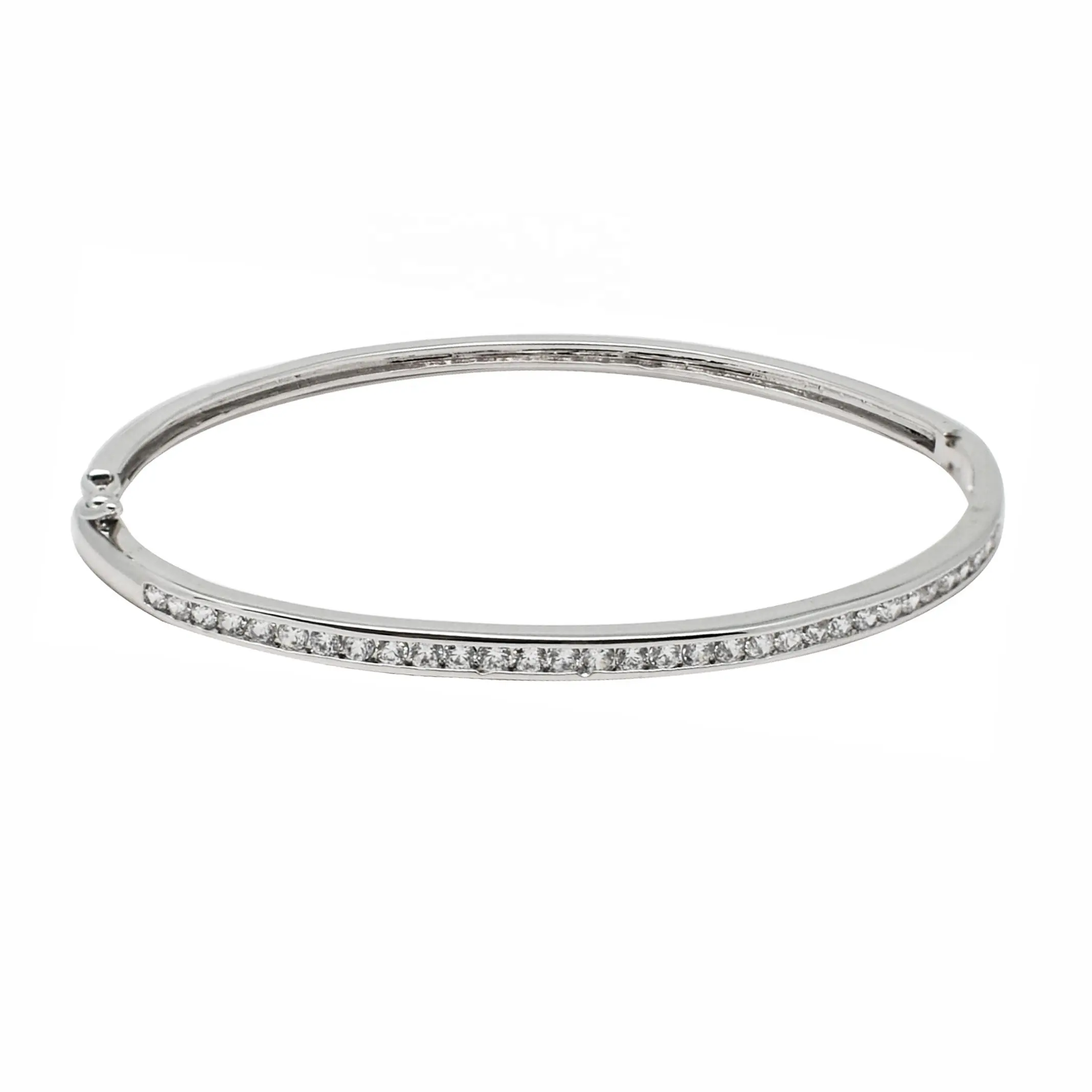 Silver CZ Bangle 925 Sterling Jewelry Women Bracelet