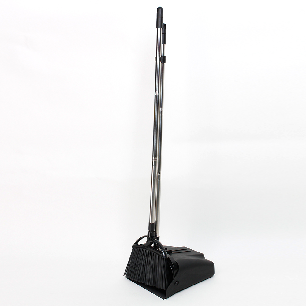 Commercial Black Plastic Lobby Dustpan with 3 pcs S.S handle Ships in a compact box 56105