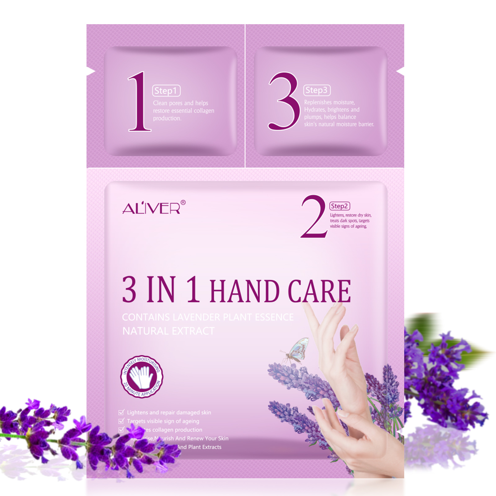 ALIVER hot sell moisturizing skin rejuvenation 3 in 1 hand care mask