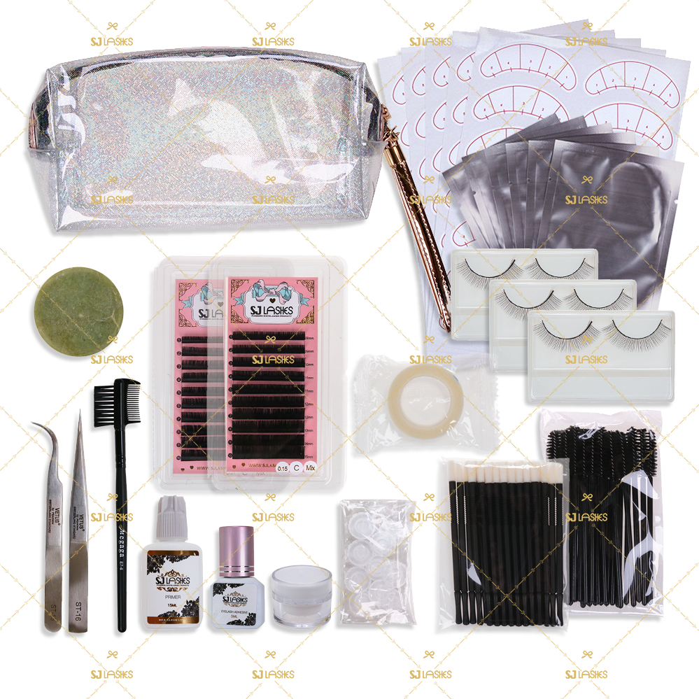 starter kit for beginners set custom logo lash extensions products silk lashes extensions blossoms fans eyelash extensions kit