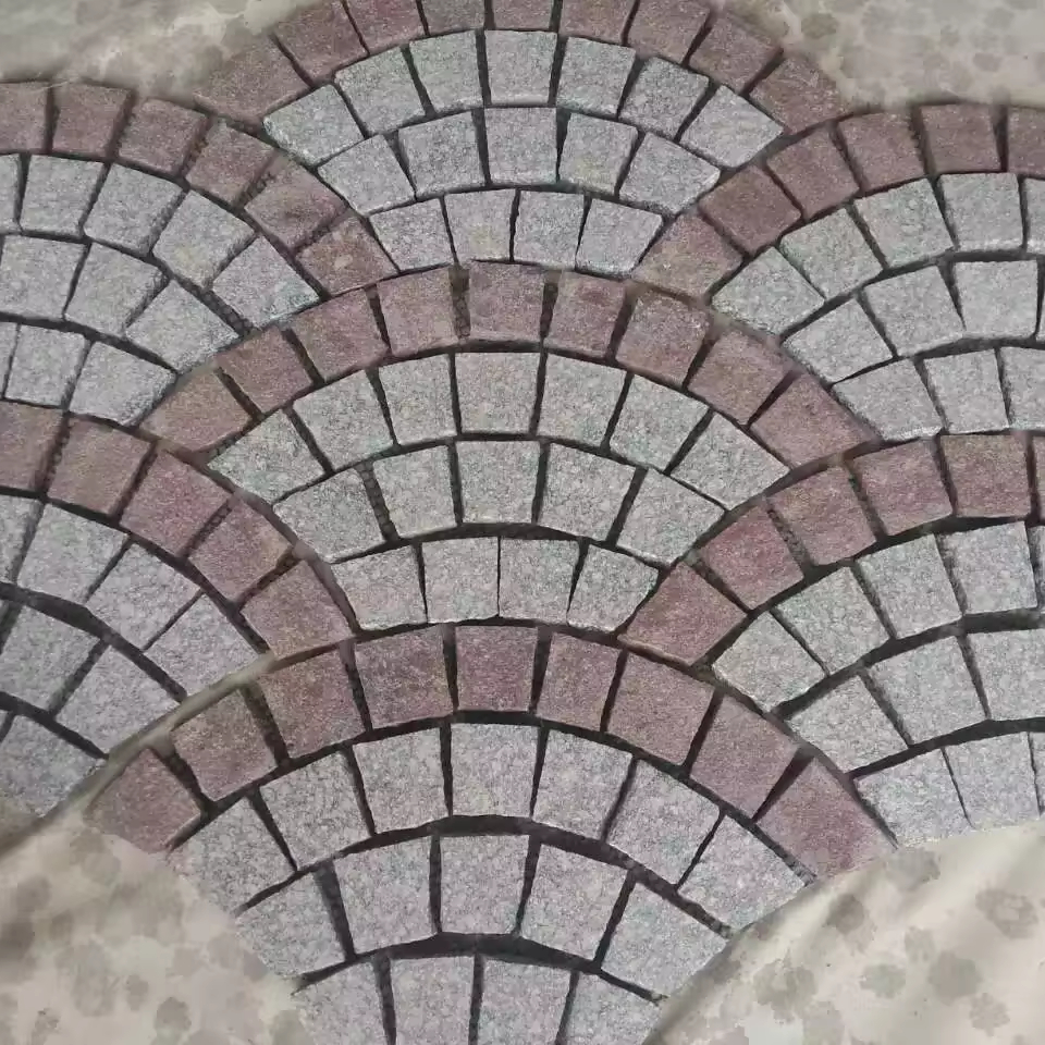 Outdoor G603 Granite Fan Shape Mesh Backed Paving Stone