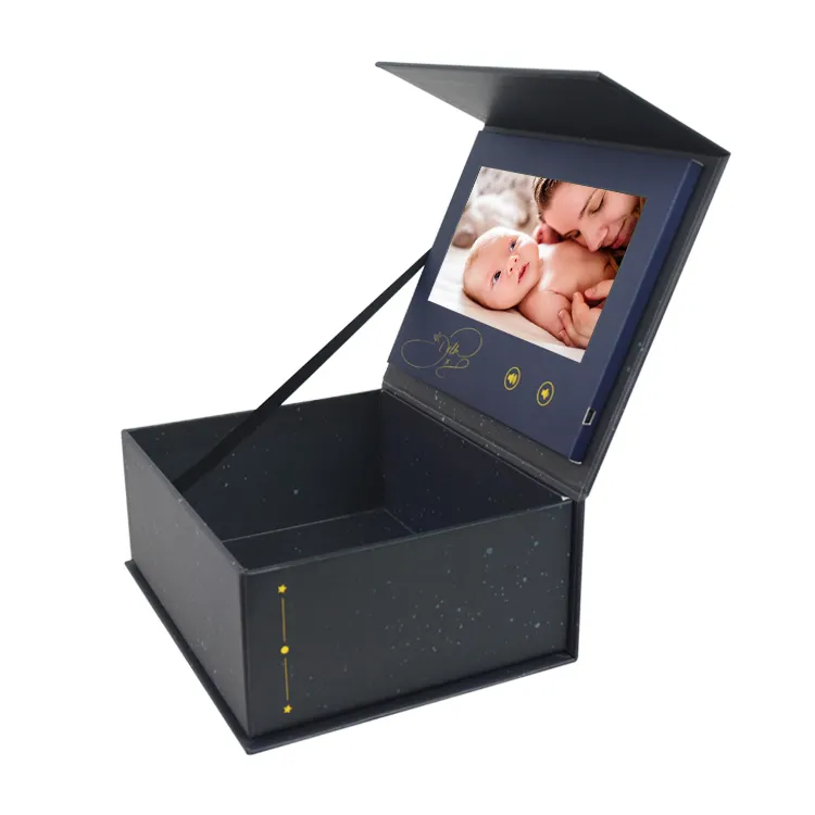 Customized 5 7 10 inch LCD screen jewelry ring box lcd video gift box for advertising marketing