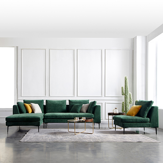 Simple Fresh Dark Green Fabric Sofa Living Room Hotel