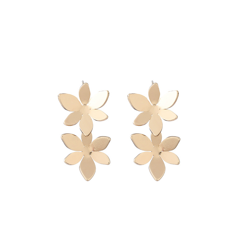 High Quality Gold Plated Women Fashion Earring Jewelry Flower Shaped Stud Earrings