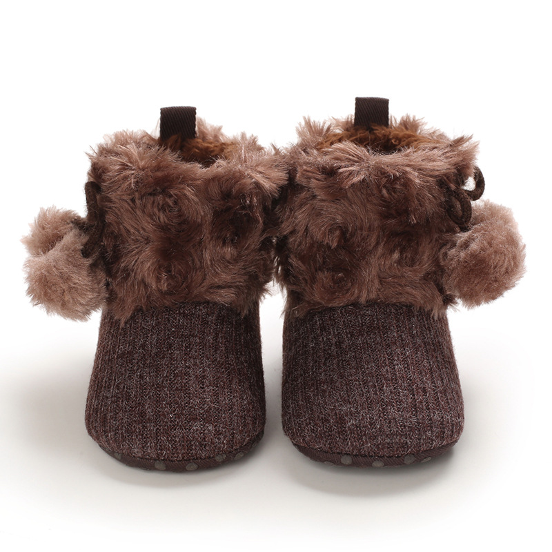 2021 Baby First Walkers Baby Toddler Winter Warm Soft Knitted Plush Boots Girl Boy Snow Booties Crib Warm Shoes 0-18M