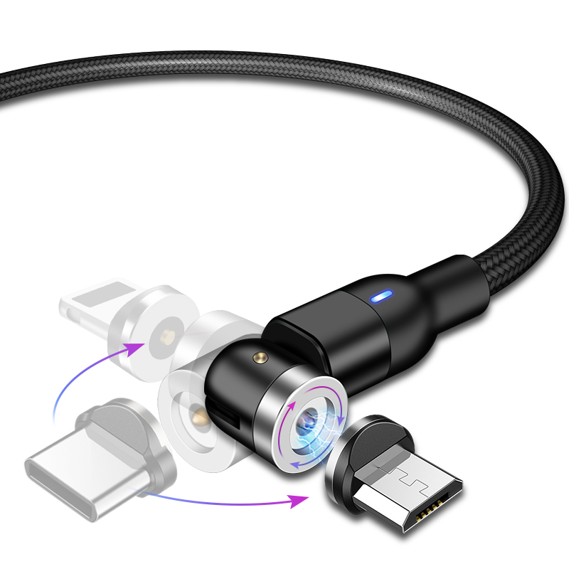 Вращающийся на 360 градусов Магнитный usb-кабель для зарядки и Магнитный зарядный кабель для телефона
