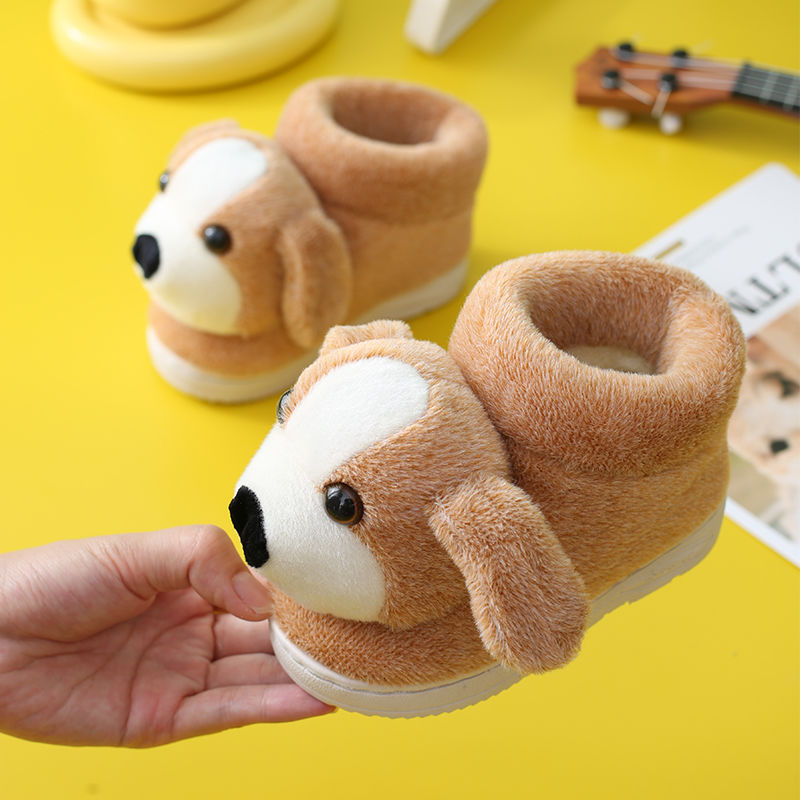 2021 Winter Children's Cotton Slippers Wrap Heel Baby Home Shoes Parent-child Warm Wool Shoes Cute Cartoon Boys Girls