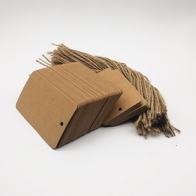 Wholesale Cheap Design Custom Shape Kraft Paper Blank Hang Tags with Cotton String