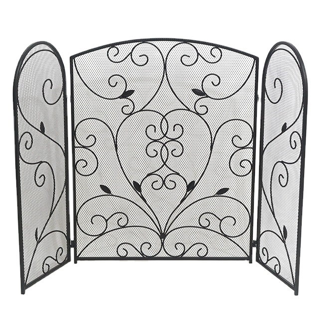 Newest Design High Temperature Resistant Metal Fire Screen Metal Fireplace Screen with Door