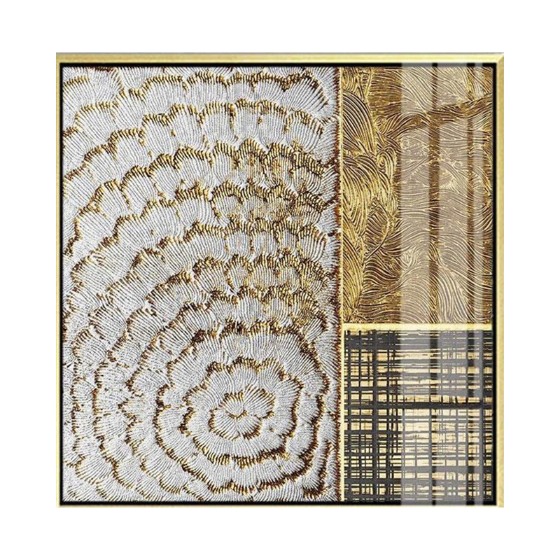 Light luxury Home Decoration Hotel Interior Accessories Modern Aluminium Frame Art 3D Crystal Porcelain Painting