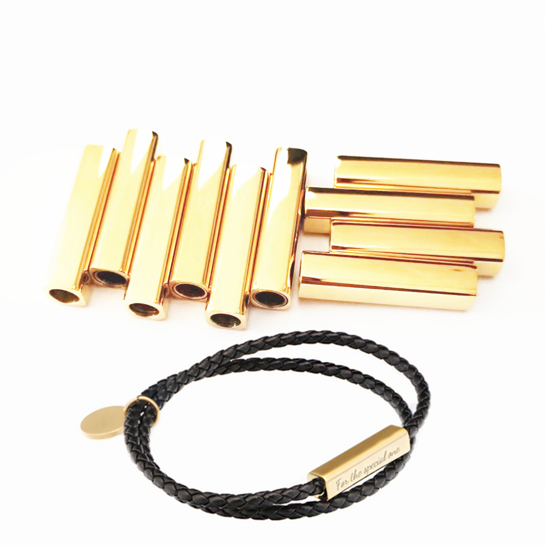 Rectangular stainless steel bracelet clasps connection buckle braided leather rope handmade necklace jewelry accessories
