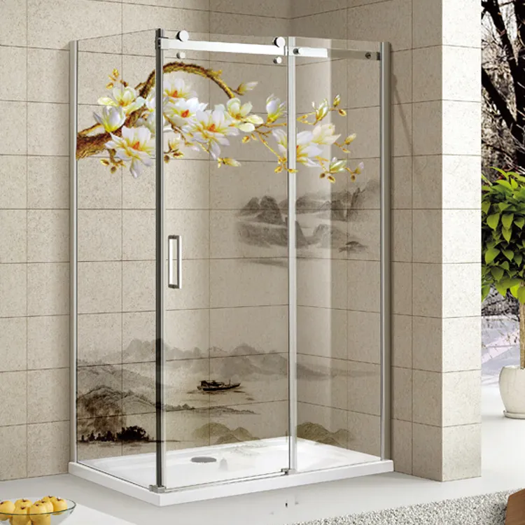 Square shaped Bathroom room corner frameless tempered glass sliding shower door bathroom sliding door bathroom glass screen