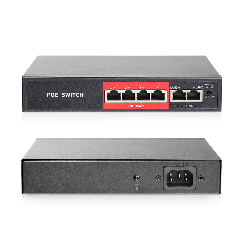 48V Network POE Switch With 4 Ports IEEE 802.3 af/at Over Ethernet IP Camera CCTV Camera System
