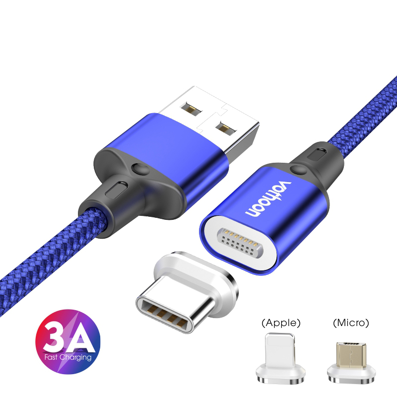 Новое поступление 3 в 1 Магнитный USB кабель 3A Быстрая зарядка Micro USB Type C кабель для передачи данных Магнитный зарядный кабель с OEM цена линия передачи данных