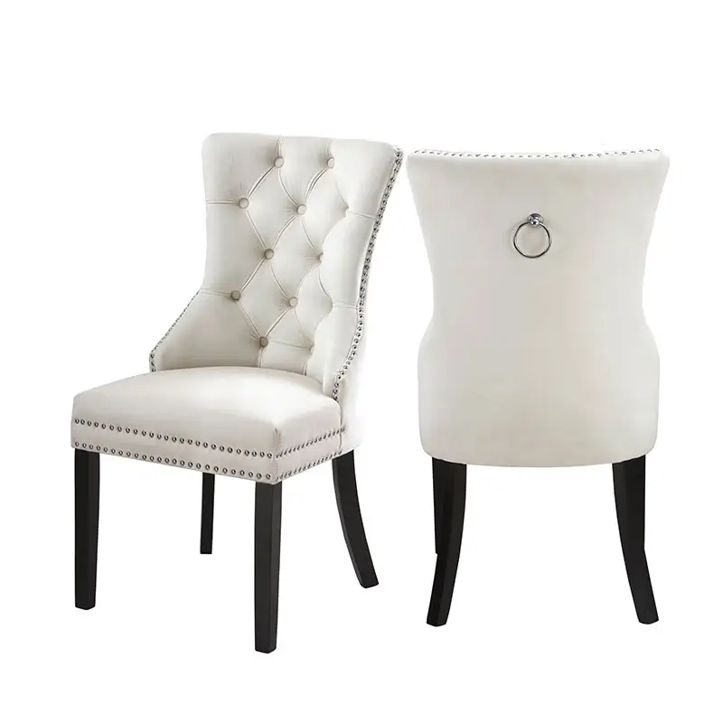 Wholesale Wingback Fabric Furniture Luxury Restaurant Modern Luxury White Tufted Dining Chairs
