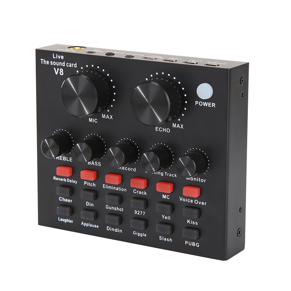 Professional Studio Audio Interface Recording External Live Sound Card V8 For Condenser Microphone