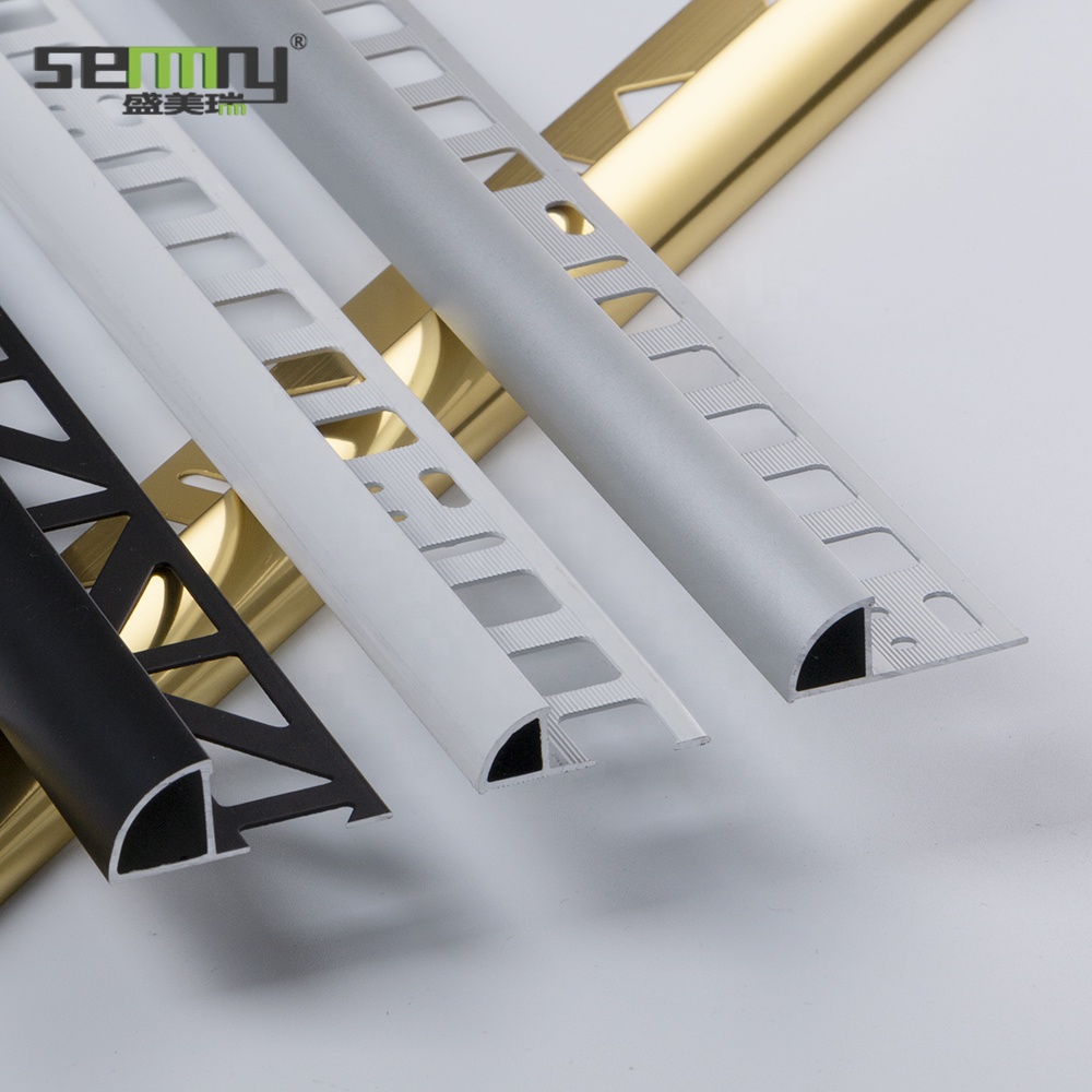 Modern decorative aluminum tile floor Accessories strips trim brushed champagne Customized Color