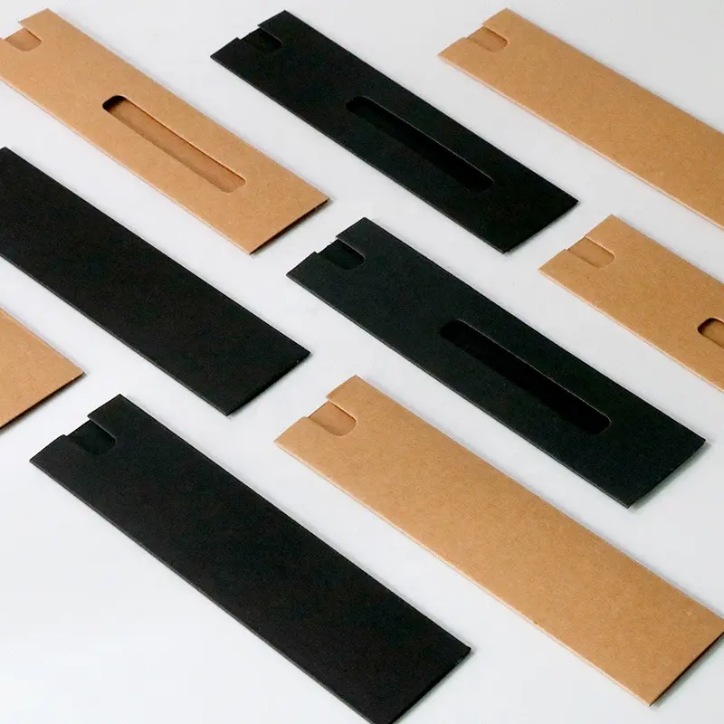 simple black pen cardboard customizable business company logo eco friendly packaging kraft paper card gift pen box