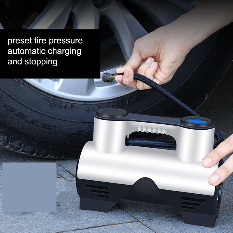 Portable small 12V rechargeable wireless car tire tyre air pump with LED light