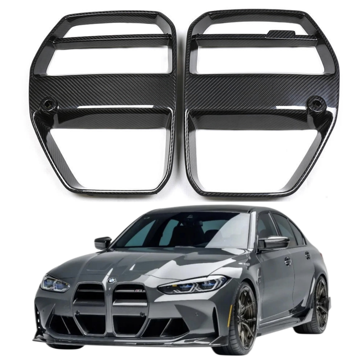 Передняя решетка G80 из углеродного волокна для BMW M3 G80 G82 G83 M4, передний бампер из сухого углеродного волокна, решетка радиатора, автомобильная часть V Style