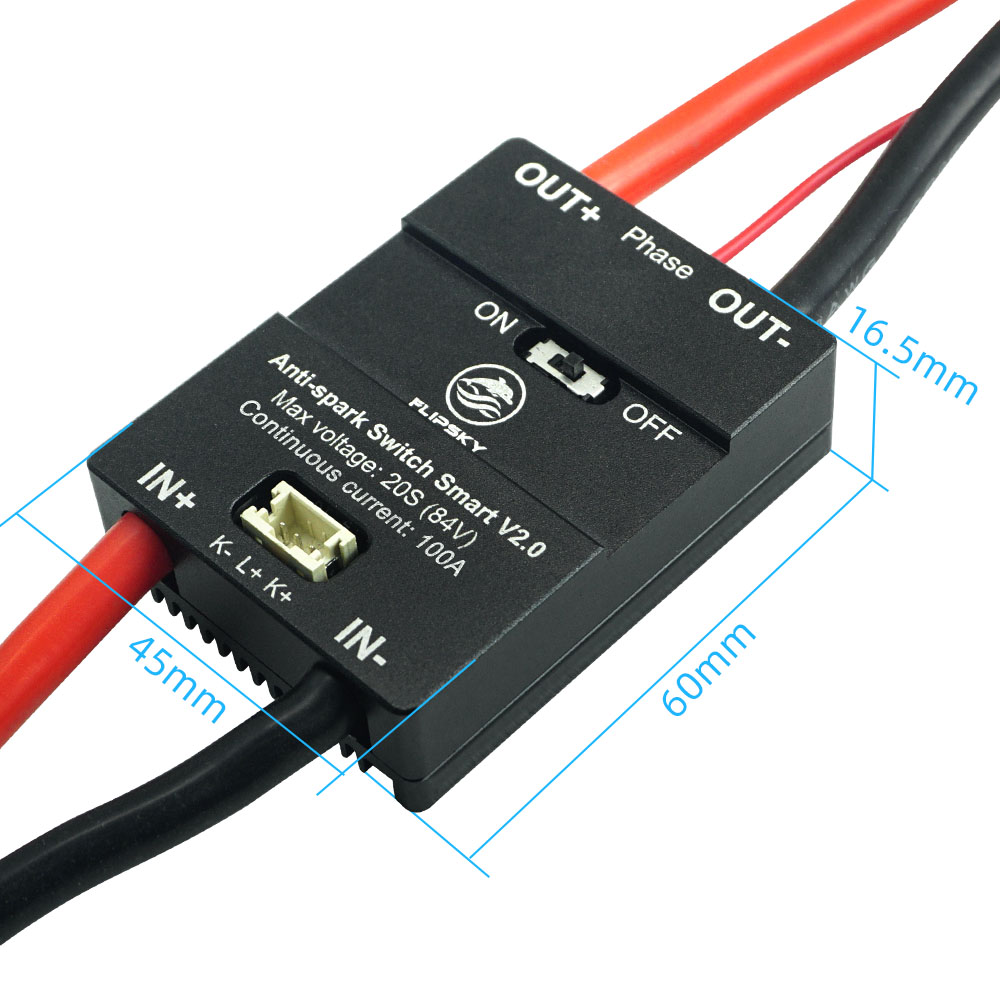 2023 New Flipsky High Voltage 20S 84V 300A Anti Spark Switch Smart V2.0 with Aluminum Case for Drone Efoil Scooter