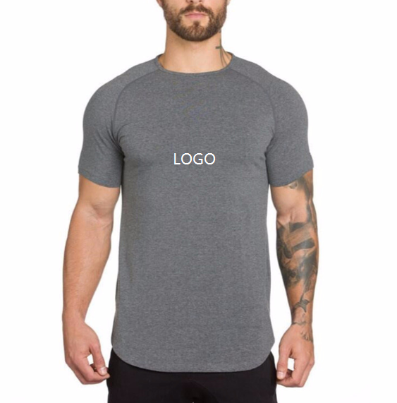 Wholesale Custom Printed Embroidered Logo T Shirt Men Cotton Spandex Plain Solid Color Short Sleeve Gym Wear T Shirt