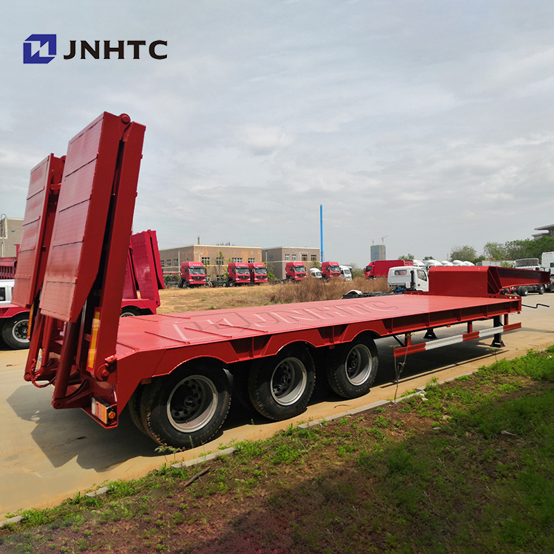 Heavy duty gooseneck low flatbed trailer low bed semi trailer with custom made 2 3 4 5 axle
