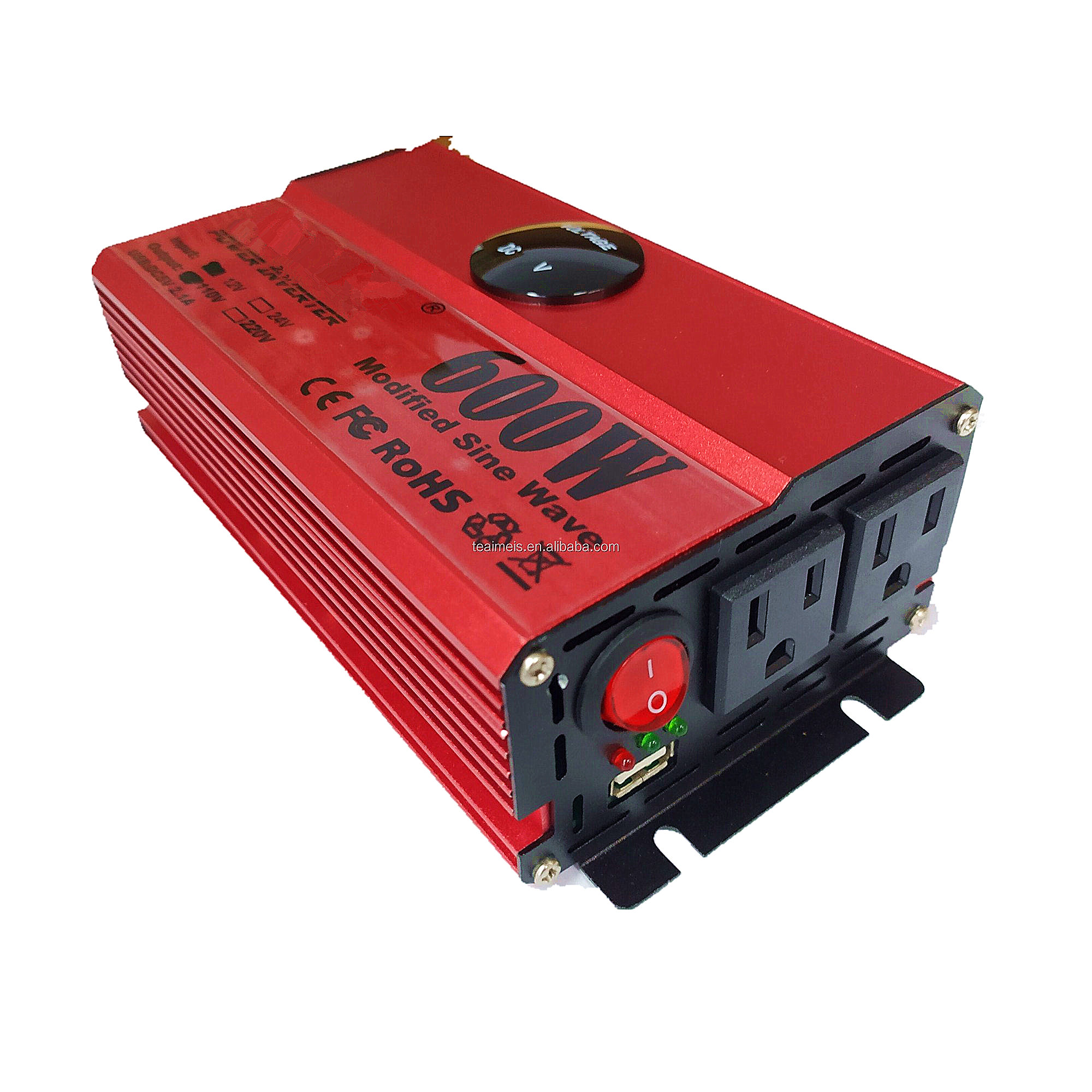 600W DC 12V 24V to AC 110V 220V Power Inverter Modified Sine Wave with Dual Sockets and LED Display For Car