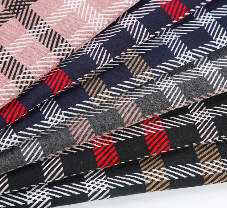 Elastic knitted jacquard fabric Roman yarn dyed jacquard Plaid fabric for coat
