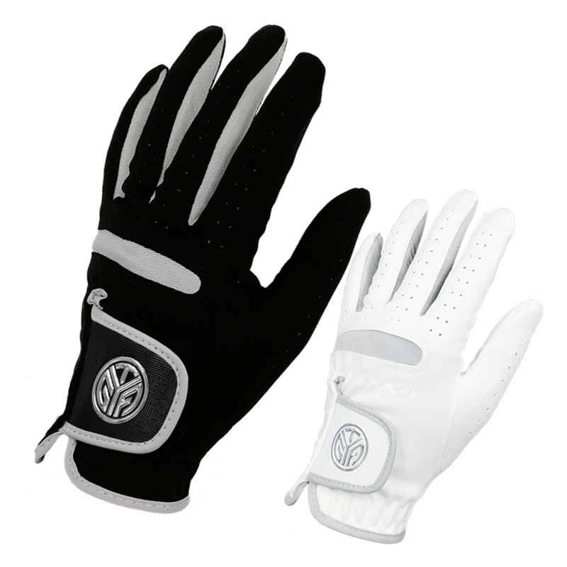 New Design Breathable Soft Microfiber Cloth Golf Glove Full Cabretta Leather Golf Glove for Men's PU Golf Gloves