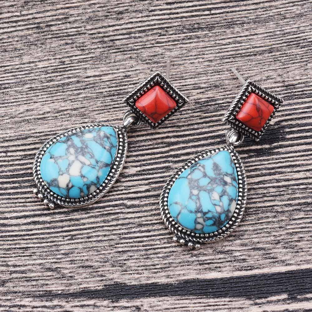 European and American new products creative retro turquoise earrings Bohemian pop cracked exaggerated 2021 women earrings