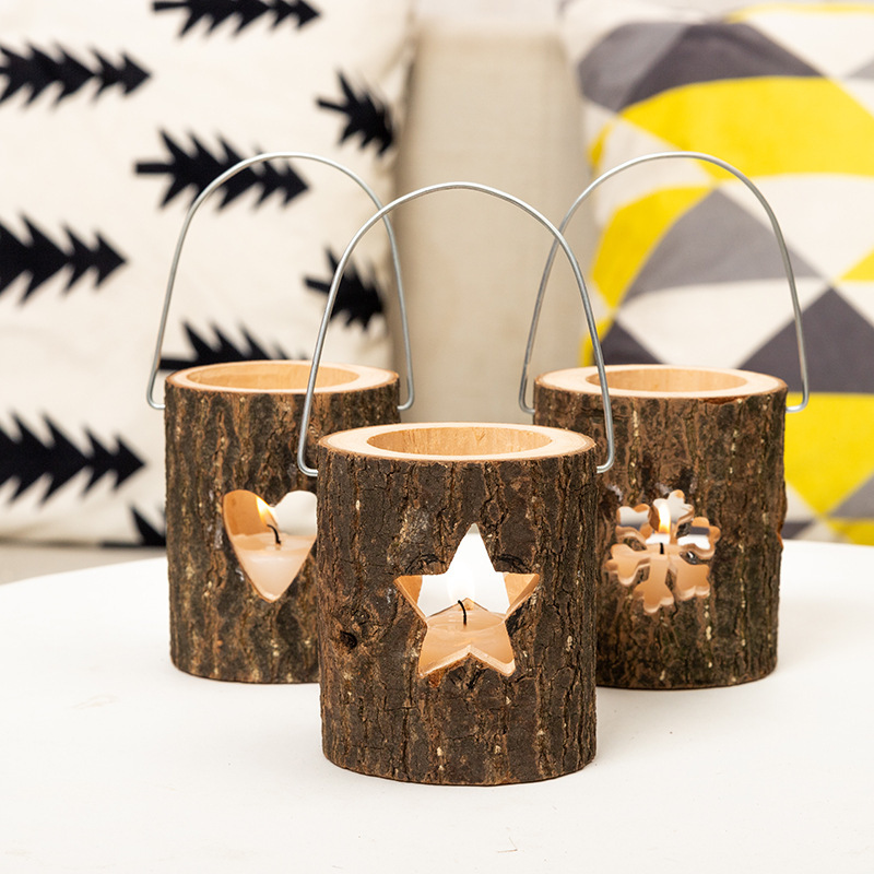 Christmas decoration atmosphere lamp Candlestick creative decoration home party decoration wooden candlestick