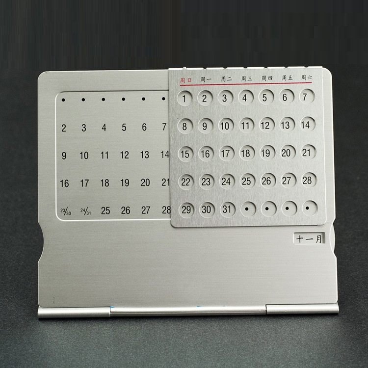 Creative Ultra-Thin Office Desktop Personalized Desk Calendar Metal Calendar English Perpetual Calendar